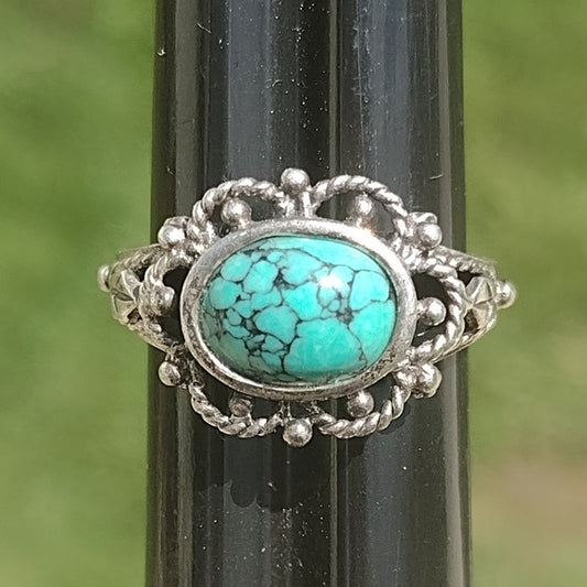 Sterling silver ring with blue turquoise type Stone size 5.5 fine jewelry