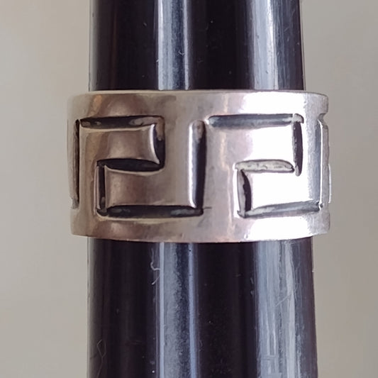 Mexican sterling silver ring size 7 wedding engagement band Greek key design