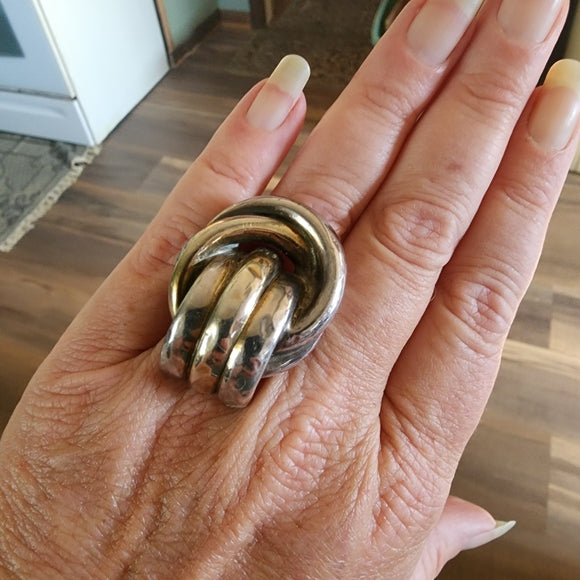 Mexican artist signed handmade sterling silver chunky big statement ring sz 7