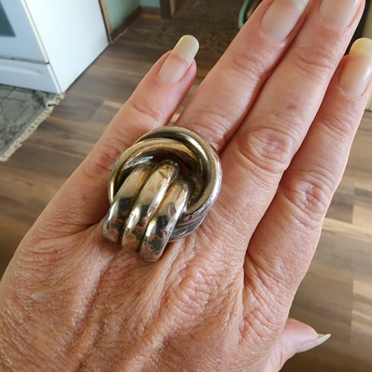 Mexican artist signed handmade sterling silver chunky big statement ring sz 7