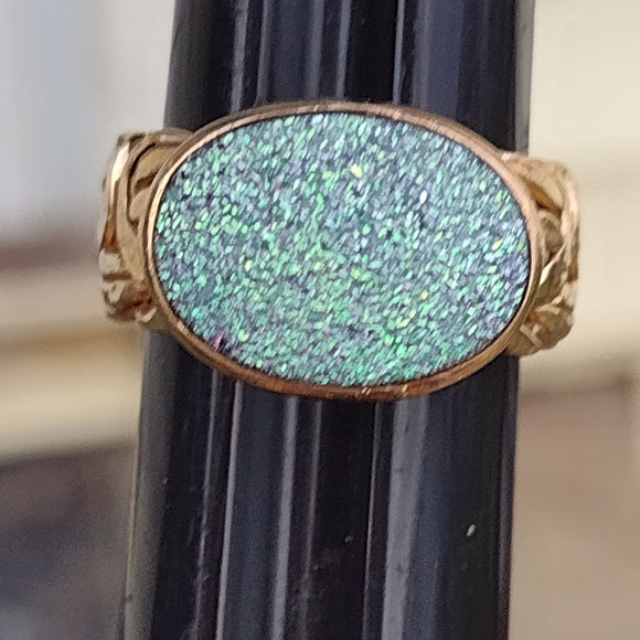 Sterling silver gold vermeil druzy quartz ring size 5.25 made in Turkey jewelry
