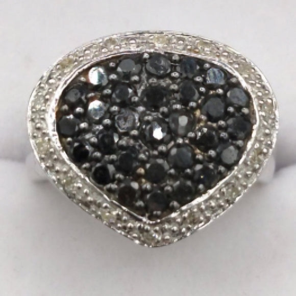 10k karat white gold black and clear diamond ring size 6 retails for ove…