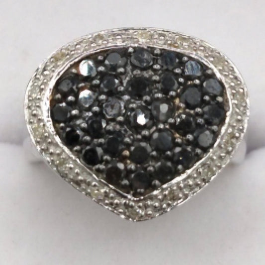 10k karat white gold black and clear diamond ring size 6 retails for ove…