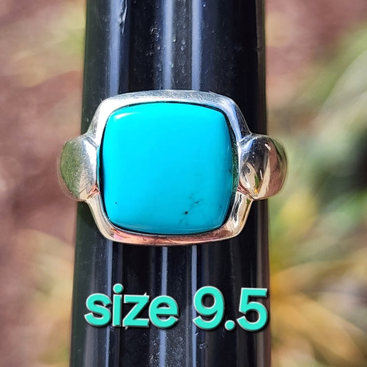 Sterling silver ring with blue turquoise stone  sz9.5 unisex men women jewelry