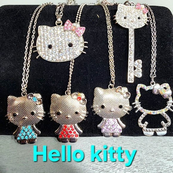 Jewelry  Lot 6 hello kitty necklaces w pendant rhinestones cats