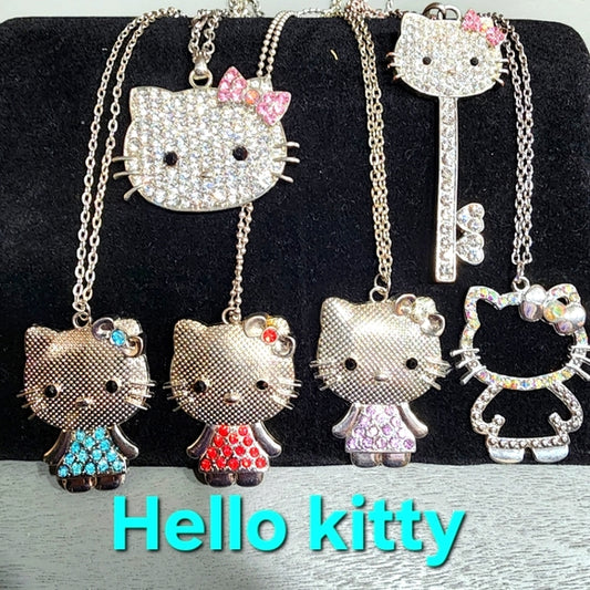 Jewelry  Lot 6 hello kitty necklaces w pendant rhinestones cats