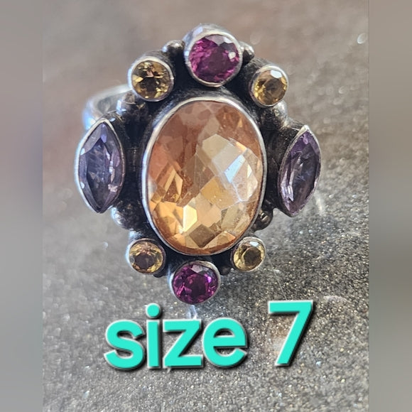 Designer Nicky Butler Sterling silver multigstone ring size 7 fine jewelry