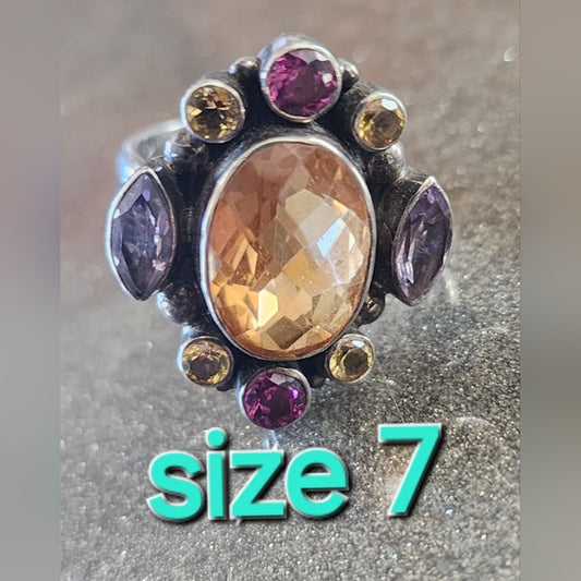 Designer Nicky Butler Sterling silver multigstone ring size 7 fine jewelry