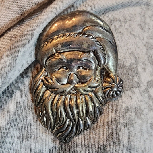 Designer Signed santa claus pendant  brooch Scarf Pin Christmas Jewelry