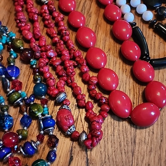 Bundle lot acrylic lucite bead necklaces costume fashion jewelry