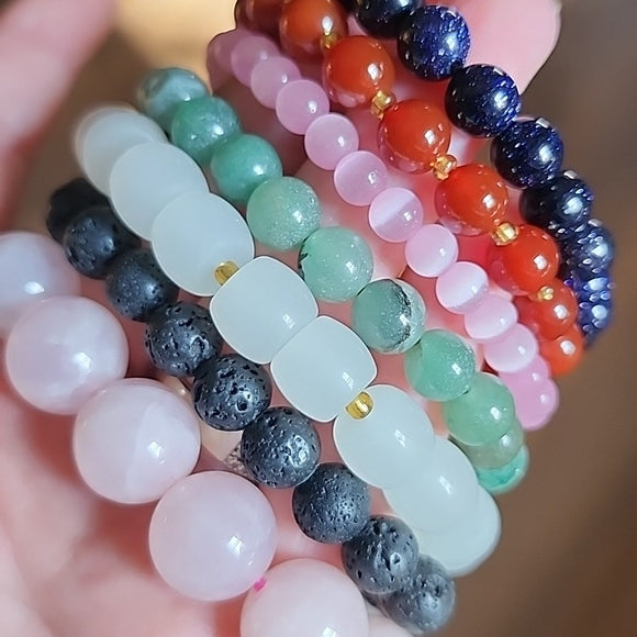 Stretch bracelets bundle Jewelry lot Semi precious gemstones Healing Health Love