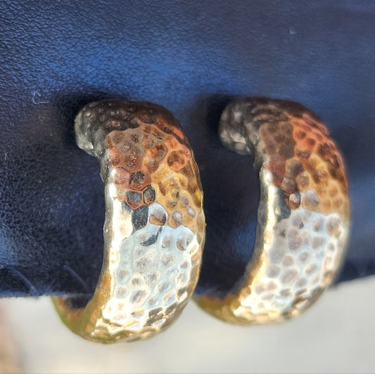 Sterling Silver Gold vermeil Hammered hoop clip on earrings Simon Sebbag SSD
