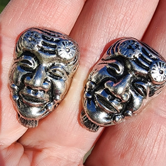 Vintage sterling silver figural face Mens cufflinks whimsical jewelry