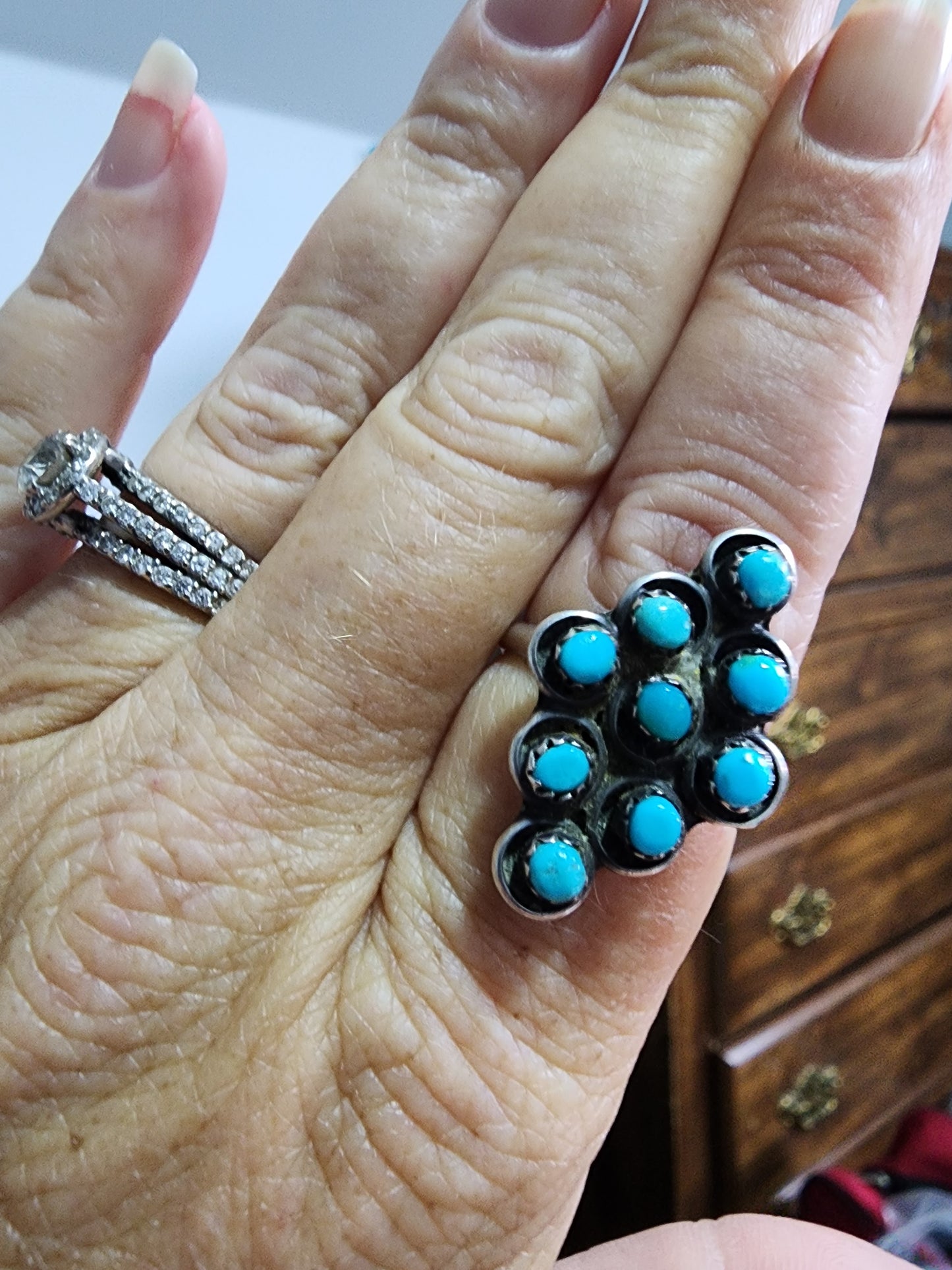 Sterling sever native american turquoise ring size 8