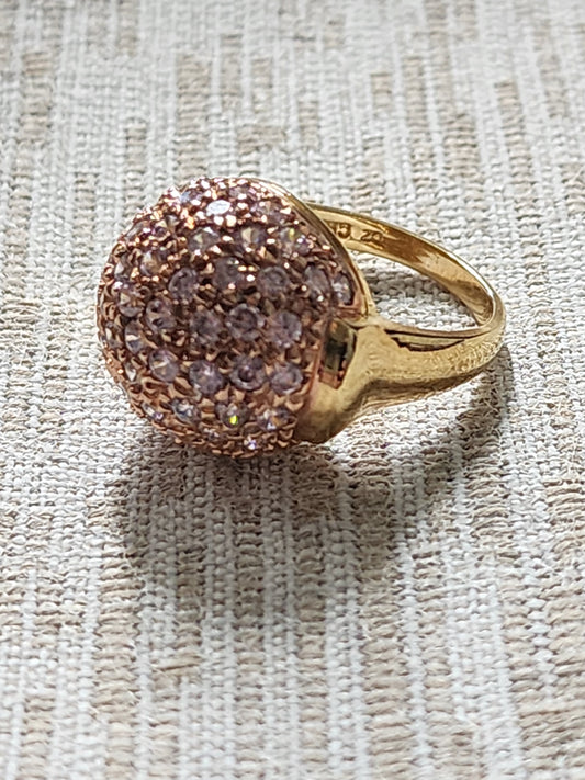 Ross Simons 14k Gold Vermeil  over Sterling Silver Pink Topaz Ball Ring Size 7