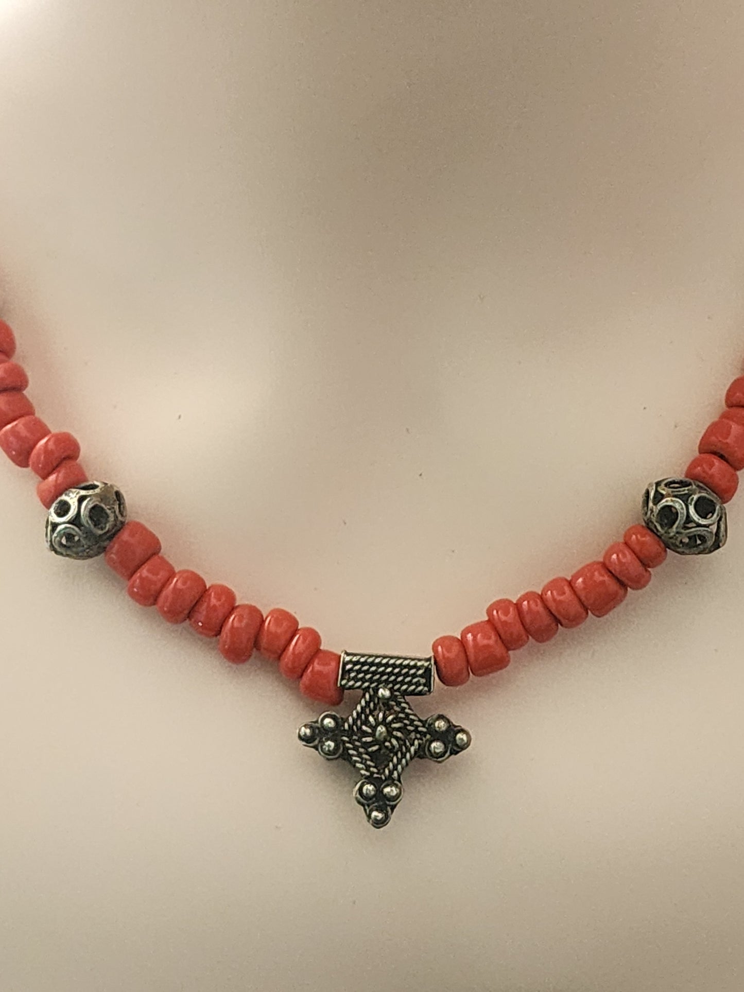 Moroccan red coral Boghdad Necklace unique jewelry