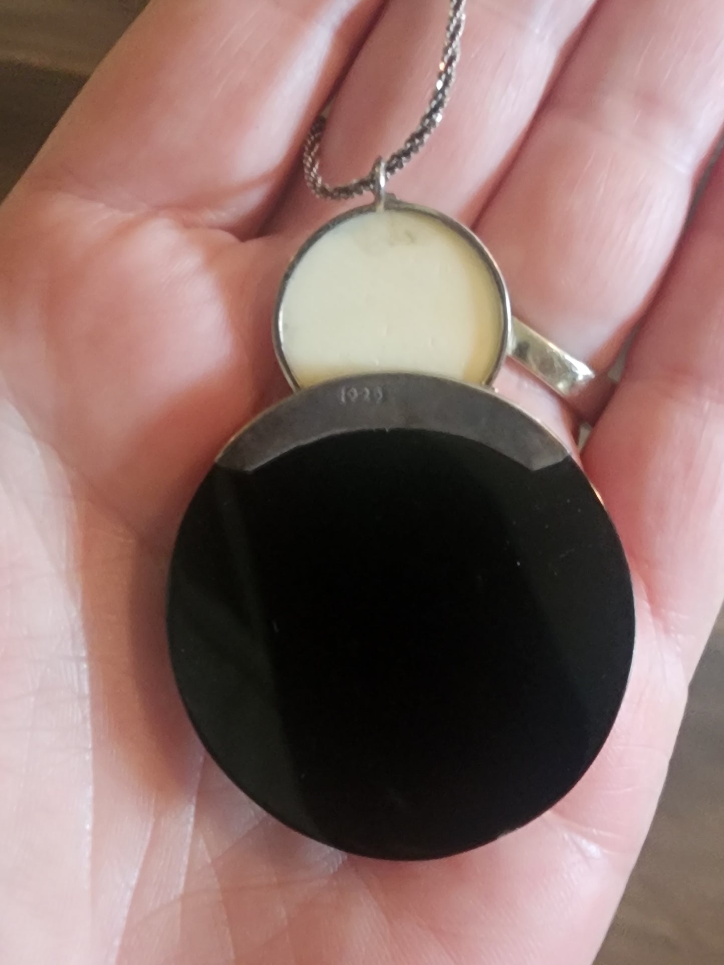 Sajen Style Moon face pendant and Necklace with abalone sterling silver