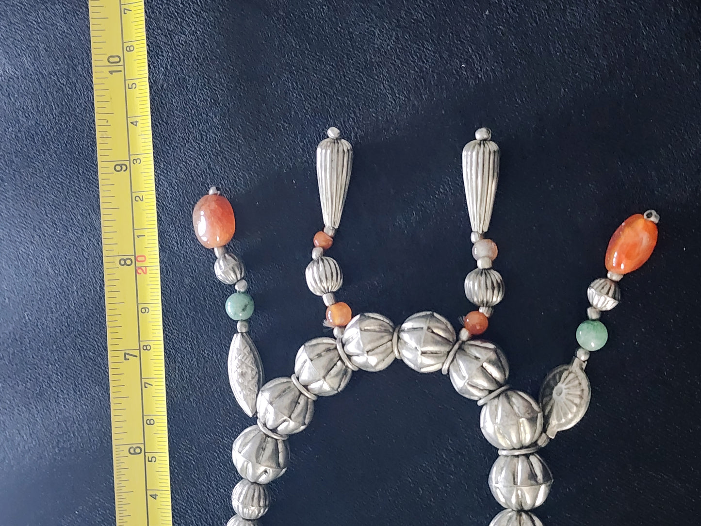 Silver tone tribal Necklace with dangling beads
