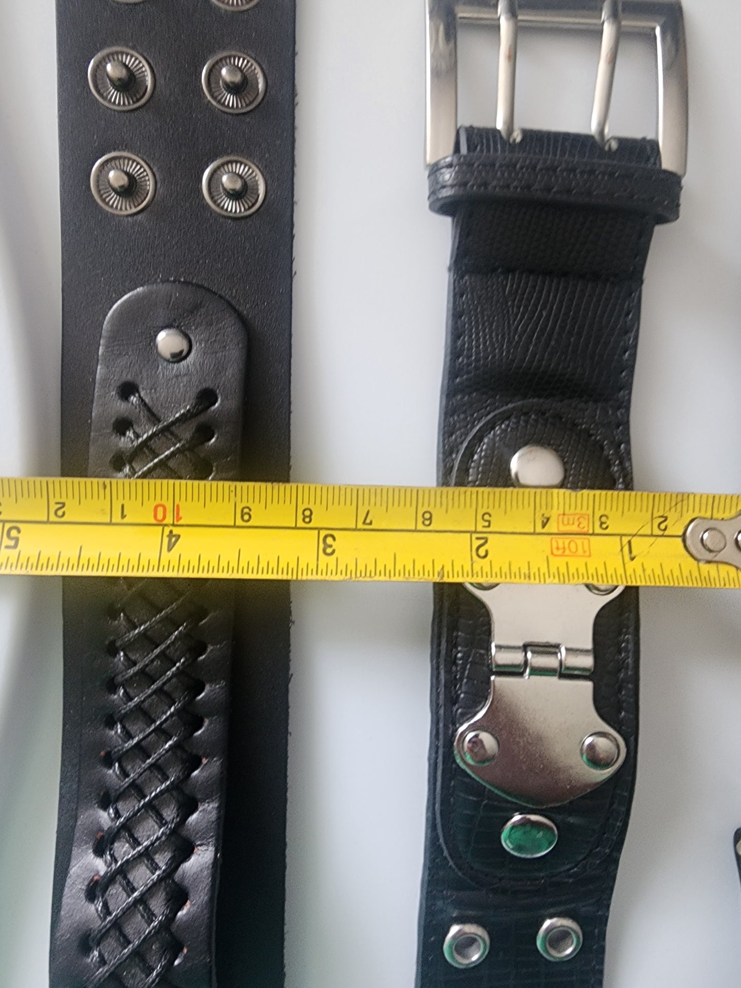 Lot of 4 black leather type snap bracelets unisex