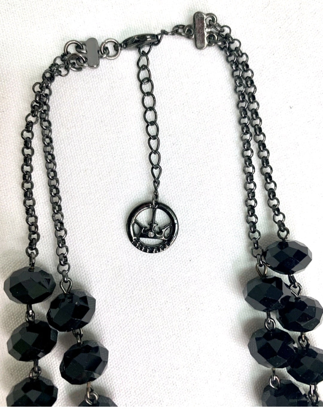 Crown Trifari faceted crystal double layer necklace