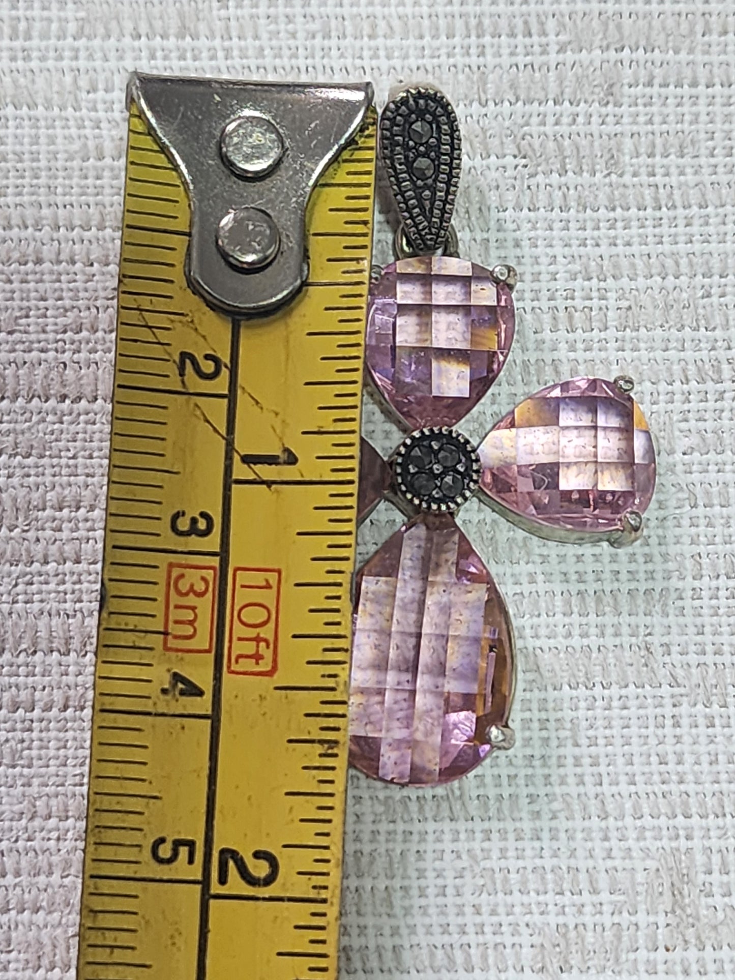 Sterling silver pink cross pendant