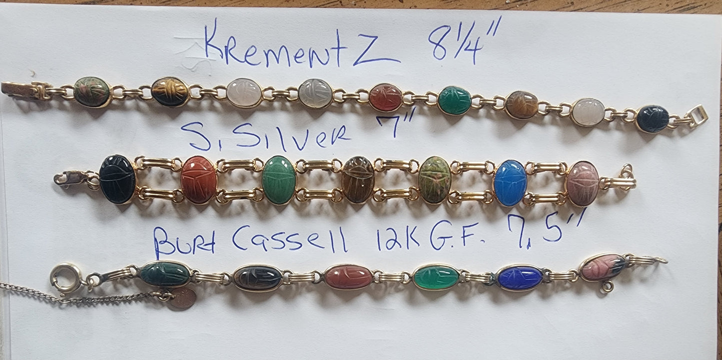 Lot of jewelry 7 carvedscarab bracelets w hieroglyphics Egyptian
