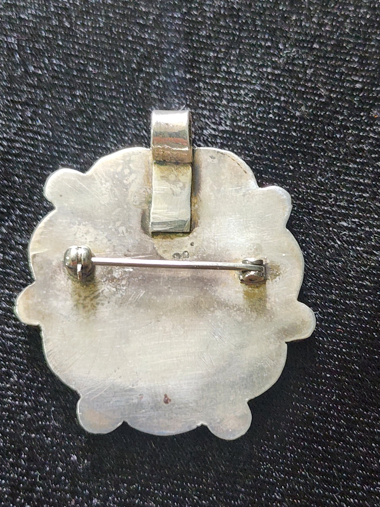 Native American Sterling Silver Zuni inlaid inlay bird pendant brooch pin