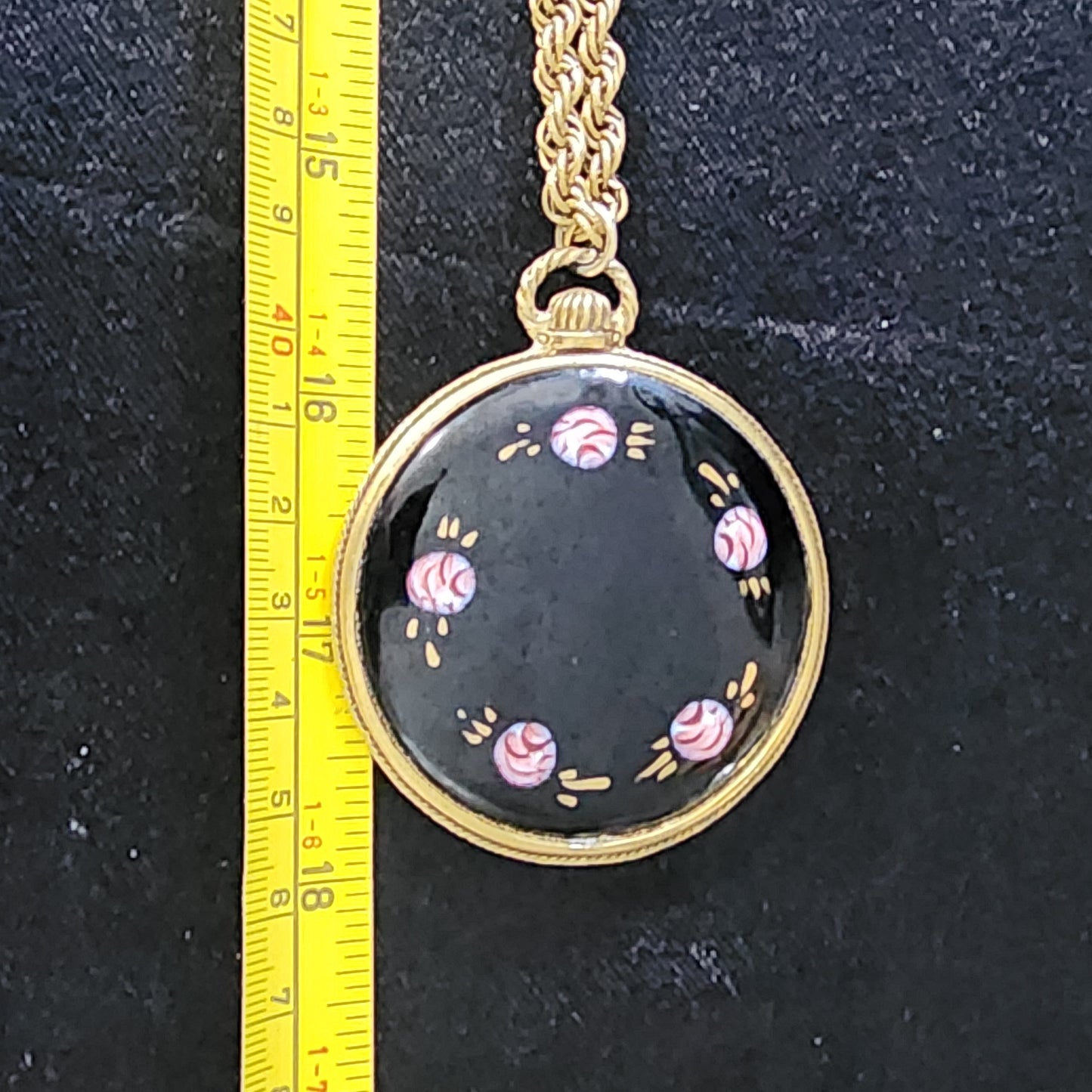 Big Enamel pendant necklace with  flowers 1/20 14k GF