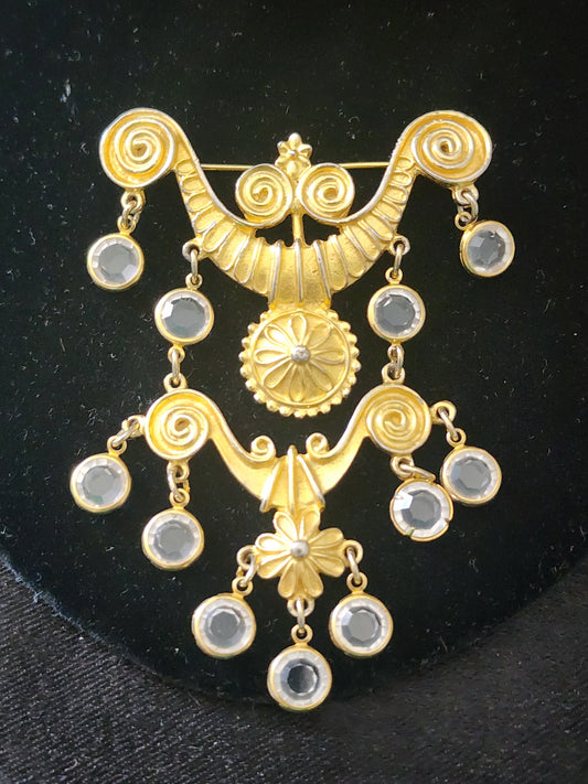 Victorian revival Goldette Gold tone Vintage pin brooch chandelier style
