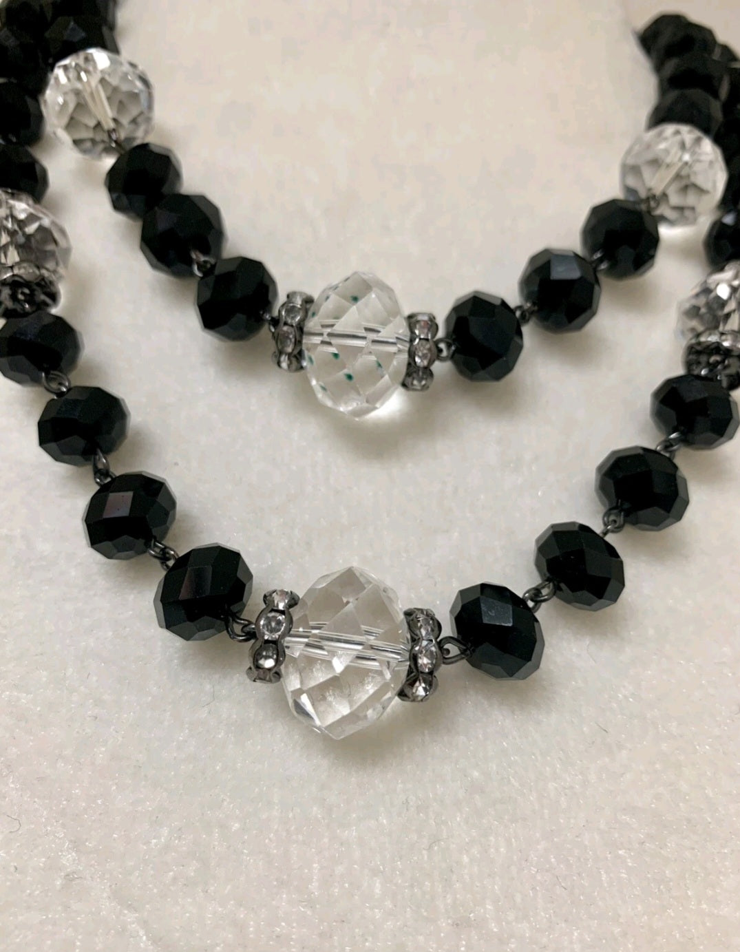 Crown Trifari faceted crystal double layer necklace