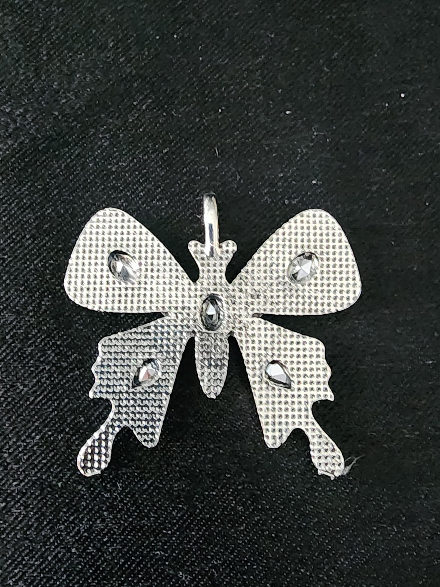 Butterfly pendant with green yellow gemstones