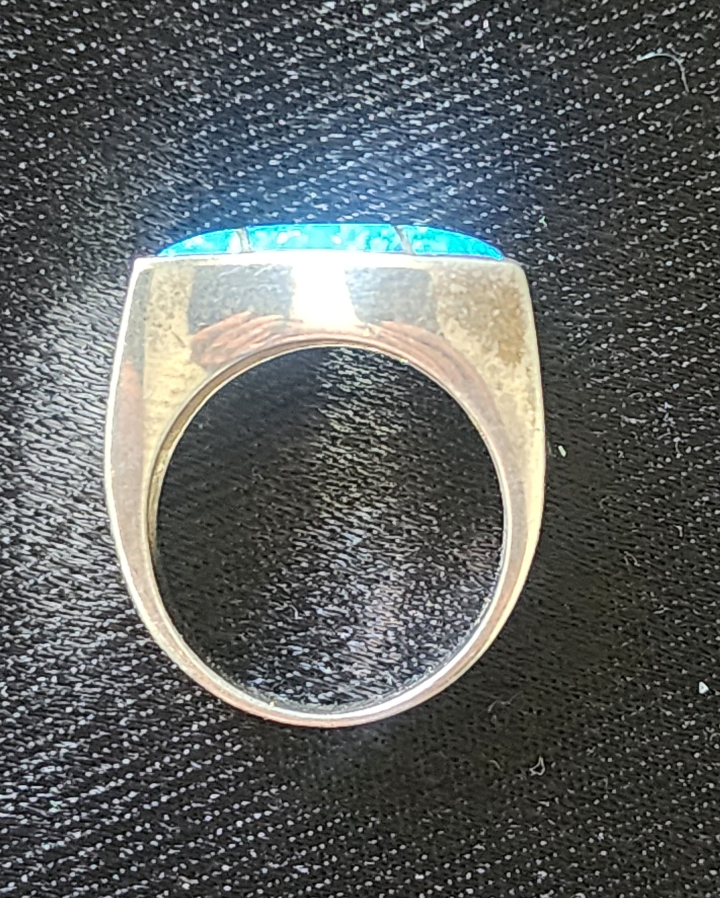 Sterling Silver blue fire opal ring size 7.5