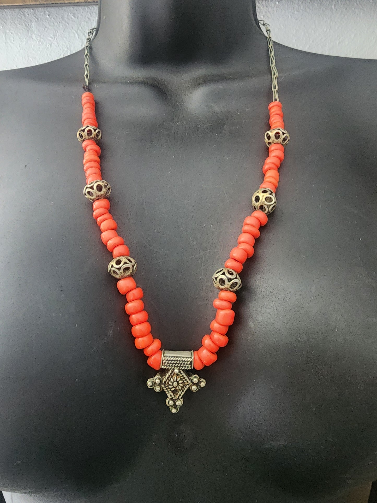 Moroccan red coral Boghdad Necklace unique jewelry