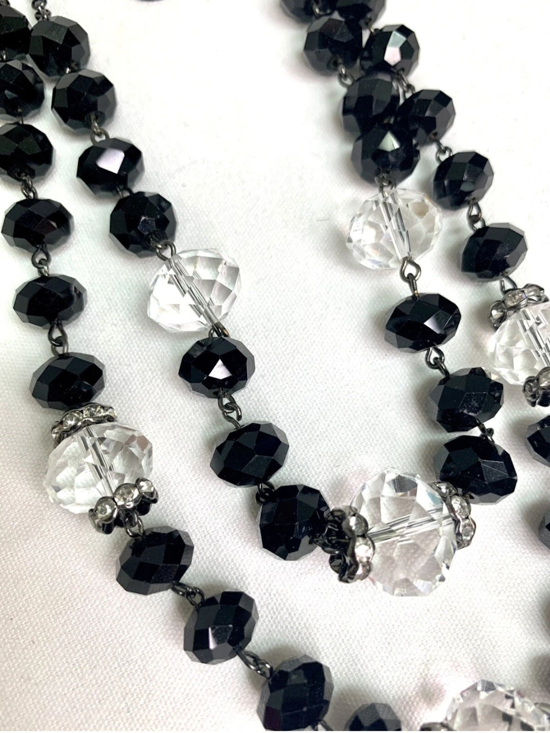 Crown Trifari faceted crystal double layer necklace