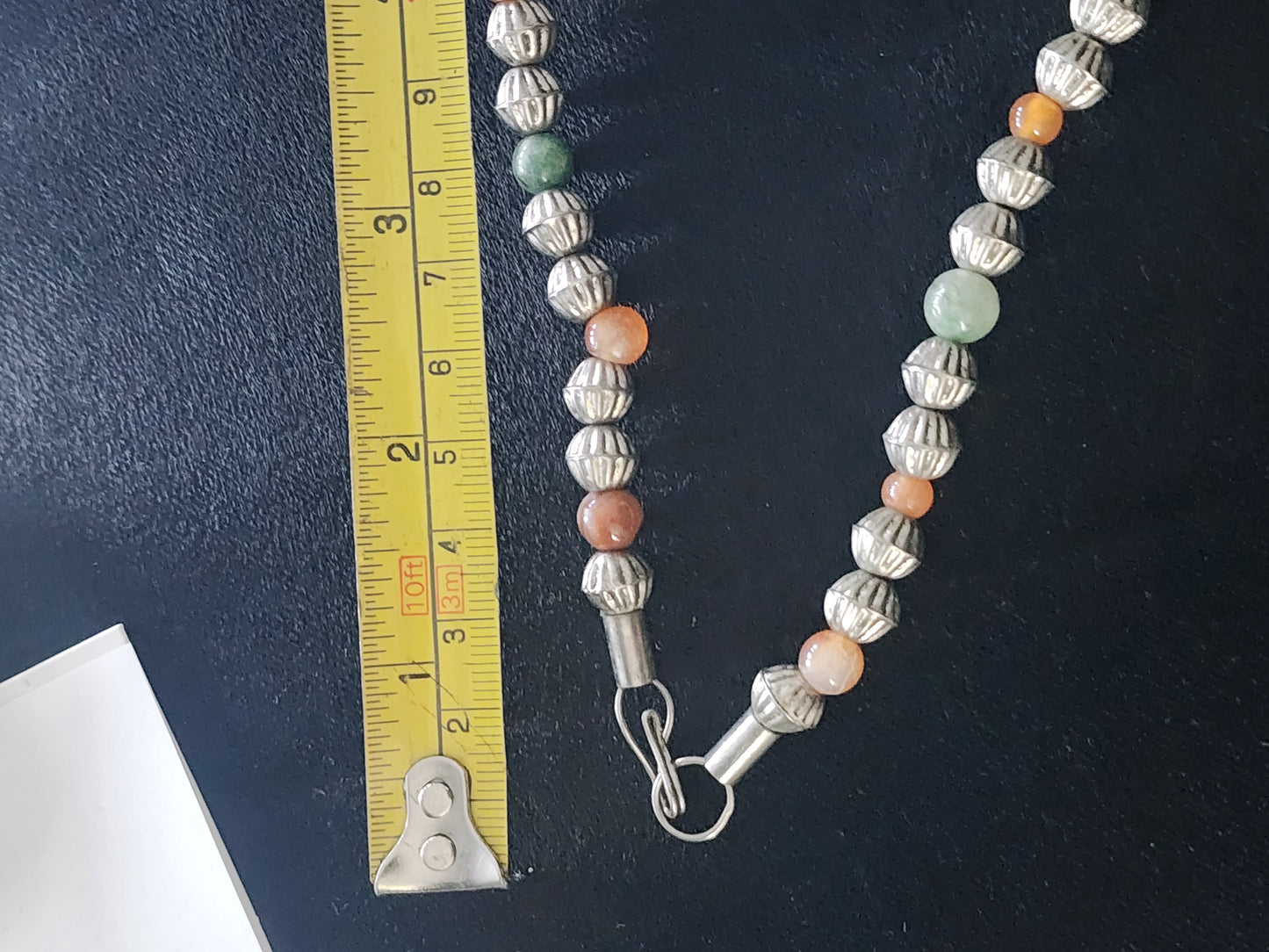 Silver tone tribal Necklace with dangling beads